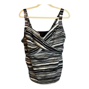 Lands' End Swimsuit Top Women's Size 20W wired black white - Picture 1 of 3