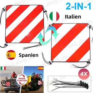 2 in 1 Warntafel Warnschild für Spanien Italien hinten Fahrradträger 50x50cm - Bild 1 von 11
