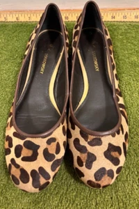 B Makowsky Leopard Pony, Brown Trim Moccasin Ballet Flats, SZ 9.5 M - Picture 1 of 7