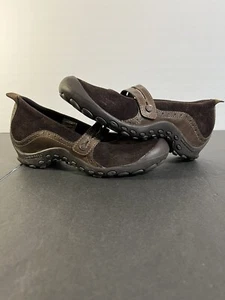 Merrell Plaza Bandeau Mary Jane Mule Wedge Heel Pump Brown Comfort Sz 7 US EUC! - Picture 1 of 9