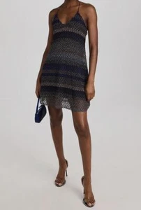 Missoni Women's Blue Zigzag Lace A-Line Minidress Size 42 - Picture 1 of 4