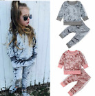 Toddler Kids Baby Girl Velvet Top Sweatshirt Long Pants Tracksuit Outfit Clothes