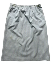 Gonna Seersucker da donna blu e bianco a righe tasche anteriori taglia 16 - Foto 1 di 5