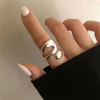 Fashion Silver Irregular Geometric Adjustable Finger Ring Women Jewelry New - Image 1 of 4