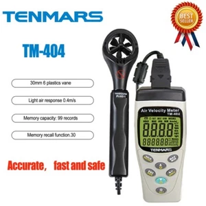 TENMARS TM-404 Air Velocity Meter Airspeed Anemoscope Anemometer -20~60ºC - Picture 1 of 5