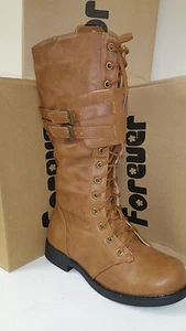 Women's Forever Link Andrea-12 High Tan Lace Up Boots Multiple Sizes Brand New - Bild 1 von 6