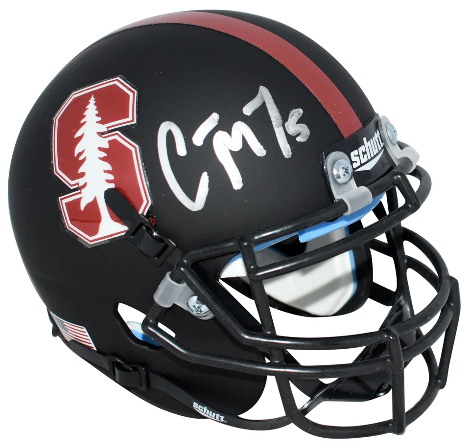 CHRISTIAN McCAFFREY SIGNED STANFORD CARDINAL BLACK MINI HELMET JSA - Image 1 of 1