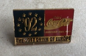 1992 European Union EU Flag Coca-Cola Soft Drink of Europe Coke Logo Lapel Pin - Picture 1 of 1