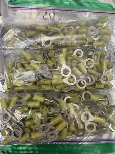 (250) 19073-0200 AVIKRIMP INSULATED TERMINAL RING 5/16" M8 STUD YELLOW 12-10 AWG - Picture 1 of 2