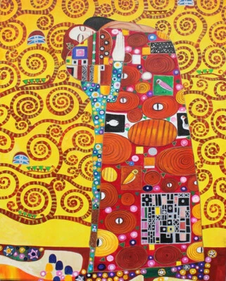 Pintura al óleo pintada a mano The Kiss Gustav Klimt repro lienzo arte decoración de pared Foto 1 de 4