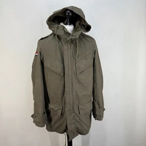 Vintage French Army Parka Military Field Jacket Coat Olive Fleece Lined size L - Picture 1 of 11