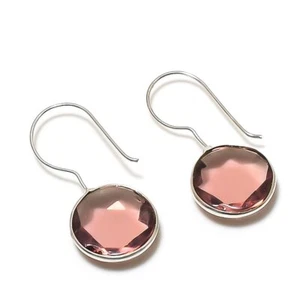 Faceted Pink Amethyst Gemstone 925 Sterling Silver Jewelry Earrings 1.18" u958 - Picture 1 of 7