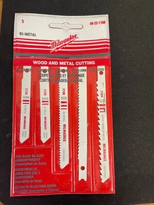 Milwaukee 5 Pack U-Shank Wood and Metal Jig Saw Blades # 49-22-1168 - Picture 1 of 2