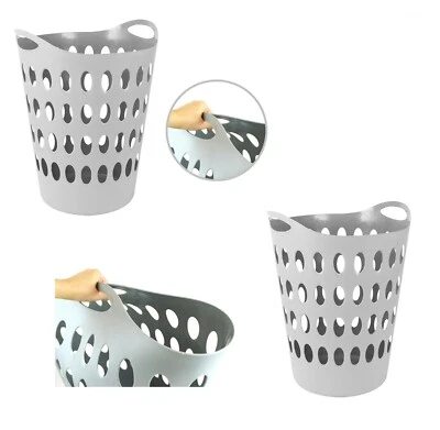 RSW Cesto per bucato vestiti per la casa lavaggio grande cesto flessibile alto grigio plastica nuovo