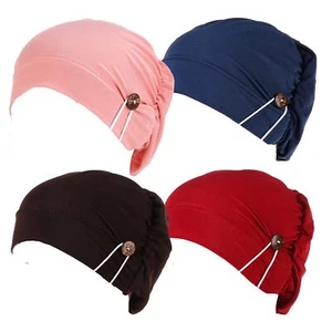 4 Pieces Womens Turban Head Wrap with Button Headwear Headscarf Bonnet Hijabs... - Picture 1 of 7