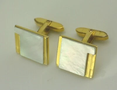 Manschettenknöpfe - vergoldet - mit Perlmutt - ca. 20,7 x 16,8 mm - Bild 1 von 2