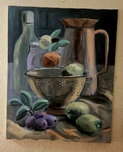 Cocina con pintura firmada de aceitunas; lienzo Fredrix; colgante de pared; 30"" por 24""; ARTE - Imagen 1 de 12