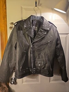 Vintage Highway One Biker Jacket Real Leather Style Lined Men Medium Black - Picture 1 of 12