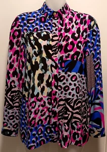 Versace Womens Multi Print Silk Shirt Multicolor Size 42 / 8 - Picture 1 of 9