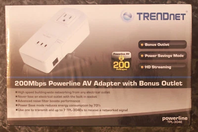 TRENDnet TPL-304E Powerline AV Adapter W/ Bonus Plug Up to 200Mbps - Image 1 of 4