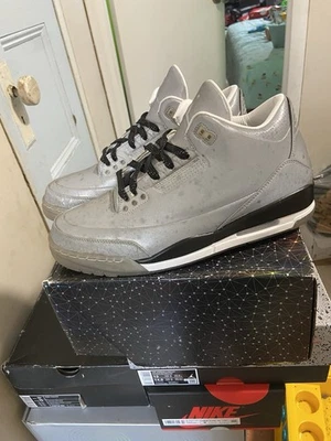 Size 10.5 - Air Jordan 3 5Lab3 Reflective Silver Used   Thunder Foam Fire Og - Image 1 of 4