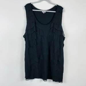 Avenue Plus Size 30 32 Tiered Sleeveless Blouse Top Black - Picture 1 of 5