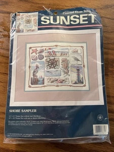 Sunset Dimensions Vintage Kit Punto de Cruz Contado 13614 SHORE SAMPLER Sea Horse - Imagen 1 de 2