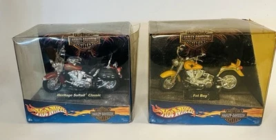 Hot Wheels 1:18 Scale Harley Davidson Heritage Softail Classic and FAT BOY. 2001 - Image 1 of 4