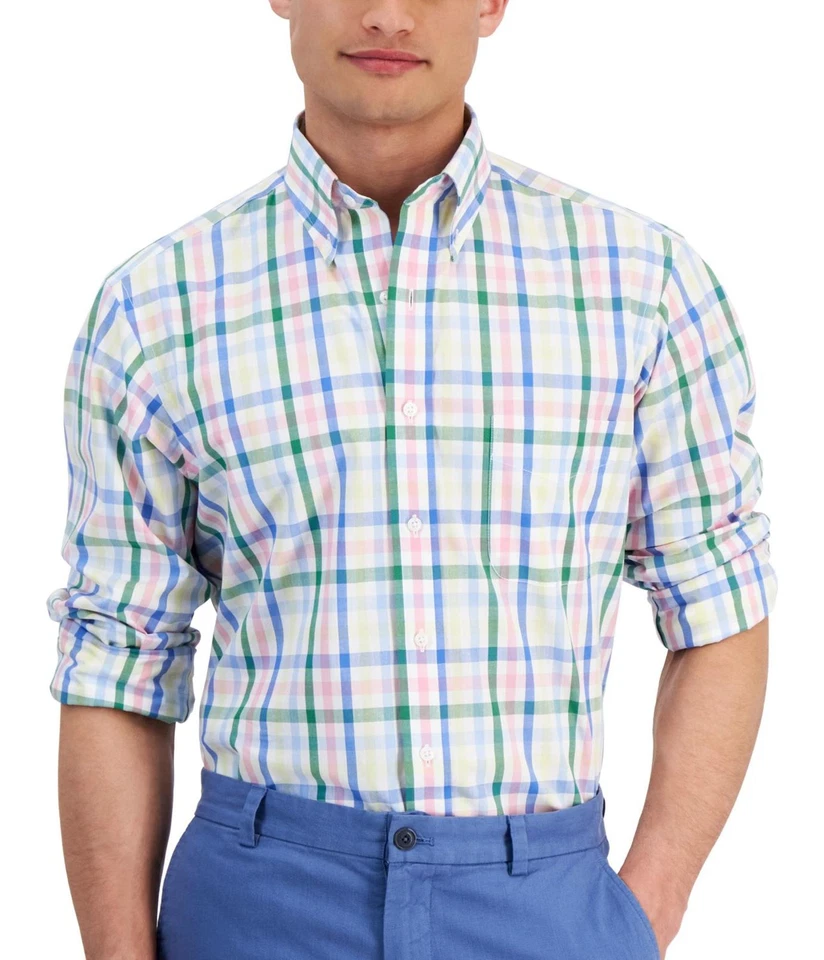 Club Room 男式性能纽扣正装衬衫 — 第 1/1 张图片