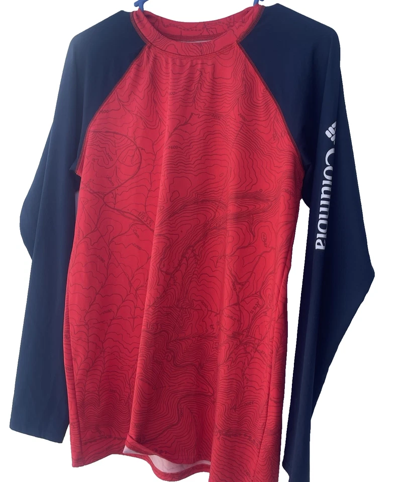 Columbia Womens XL Lightweight Long Sleeve Athletic Top Black Red Outdoor Active - Image 1 of 4