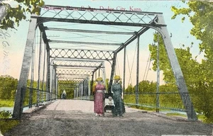 c1915 cartolina fotografica ~ Arkansas River Bridge a Dodge City, Kansas ~ #-7548 - Foto 1 di 14
