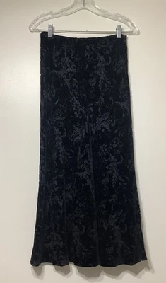 VTG Lauren Ralph Lauren Silk Blend Black Velvet Burnout Maxi Skirt Floral SZ 2P - Image 1 of 4