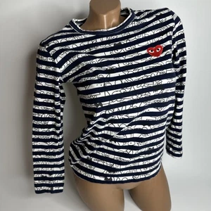 Commes des Garcons CDG x Matt Groening Navy Blue Striped Long Sleeve Size Small - Picture 1 of 13