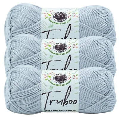 (3 Pack) Lion Brand Yarn 837-149B Truboo Yarn, Silver - Image 1 of 4