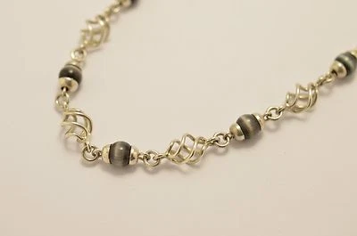 Taxco 925 Sterling Silver Chain Necklace w/8mm Cat's Eye Beads. 38g, 50cm, 19.7" - Image 1 of 4
