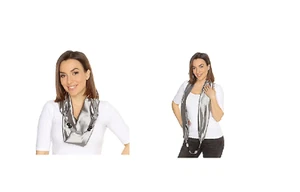 SIGAL STYLE 2in1 Loop & Kette Kunstperlen Schal mit Kette grau - Bild 1 von 1