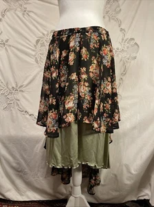 Vintage Y2K Randolph Duke The Look Floral Asymmetrical Long Short Boho Skirt M L - Picture 1 of 6