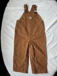 Carhartt Double Knee Overalls Brown Canvas Youth Kids Size24M - Picture 1 of 7