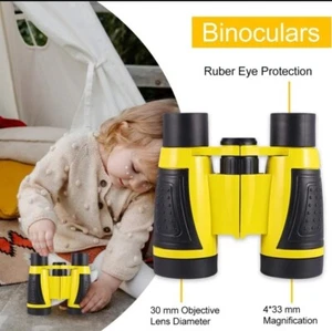 Professional 4x30mm Kids Binocular Telescope Children Educational (Yellow) - Picture 1 of 4