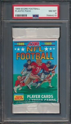 1989 SCORE FOOTBALL SEALED PLASTIC PACK PSA 8 NM-MT POSS. DEION BARRY SANDERS RC - Image 1 of 2