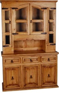 Buffet Mexico Möbel 126x205x47 cm Landhausstil Glas Massivholz Pinie Honig - Bild 1 von 5