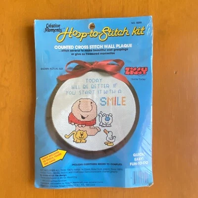 Vintage Ziggy Counted Cross Stitch Kit Hoop to Stitch 8250 - Image 1 of 4