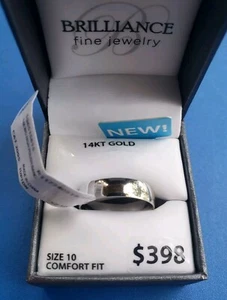 Solid White Gold 14k Brilliance Men's Engage/Wedding Band Ring. Sz 10 - Picture 1 of 7