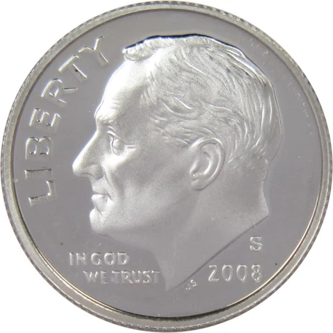2008 S Roosevelt Dime Choice Proof 90% Silver 10c US Coin Collectible Cover