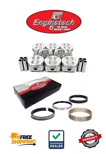 New Premium Chevy 350 Sbc V8 Enginetech Flat Top Pistons And Cast Piston Rings - Picture 1 of 1