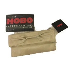 STUNNING HOBO INTERNATIONAL Fold Over Leather Ivory Clutch With Bow NWT - Picture 1 of 5