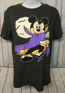 Camiseta negra pequeña vampiro Mickey Mouse Halloween para mujer - Imagen 1 de 4