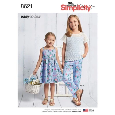 SIMPLICITY 8621 DRESS PANTS TOP CHILD & GIRLS' Sewing Pattern Sizes 3-6 & 7-14 - Image 1 of 4