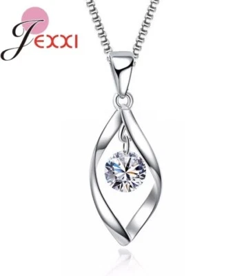 Halskette mit Anhänger  , silber  , Kette 45 cm lang , eleganter Anhänger  Stein - Bild 1 von 2