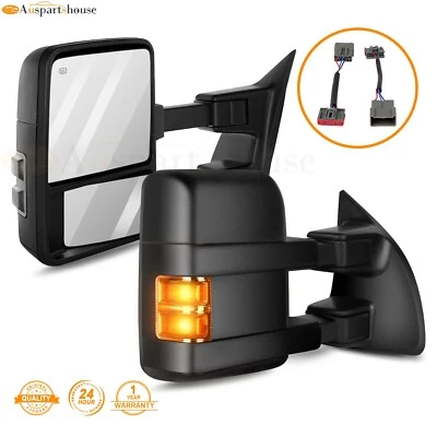 Par de espejos retrovisores de remolque para 99-16 Ford F250 F350 Super Duty intermitente potencia térmica Foto 1 de 4